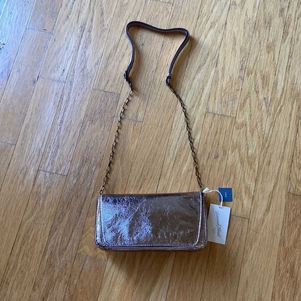 Universal Thread Flap Crossbody Bag Metallic Bronze Handbag Brown